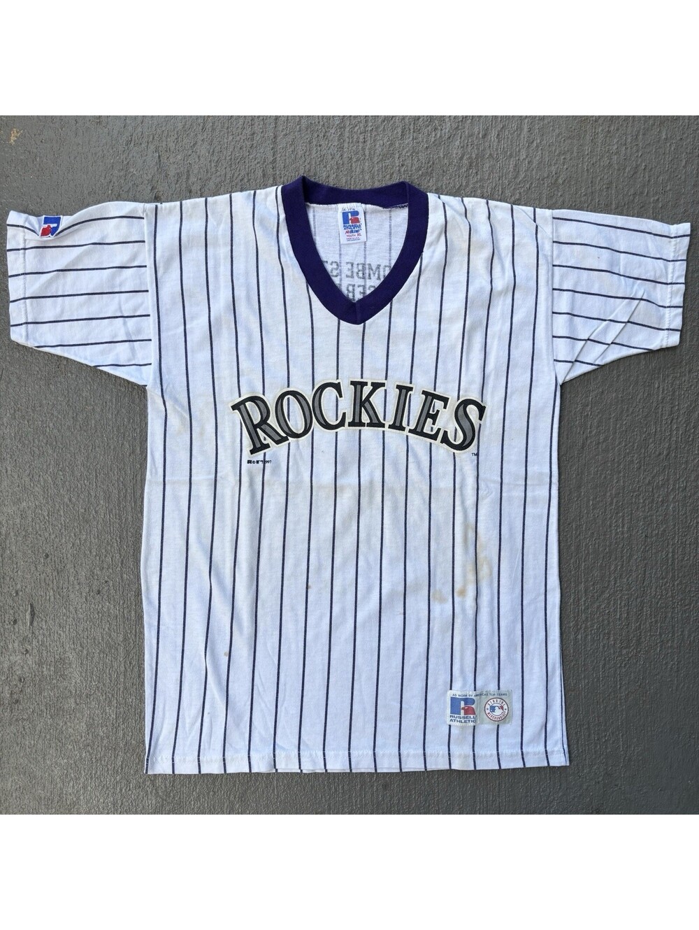 Vintage 90s Colorado Rockies Russell athletic 1997 MLB Shirt YOUTH XL